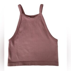 Forever 21 Fitted Ribbed Crop Top Tank Sleeveless Stretch Mauve Pink Women’s S/M